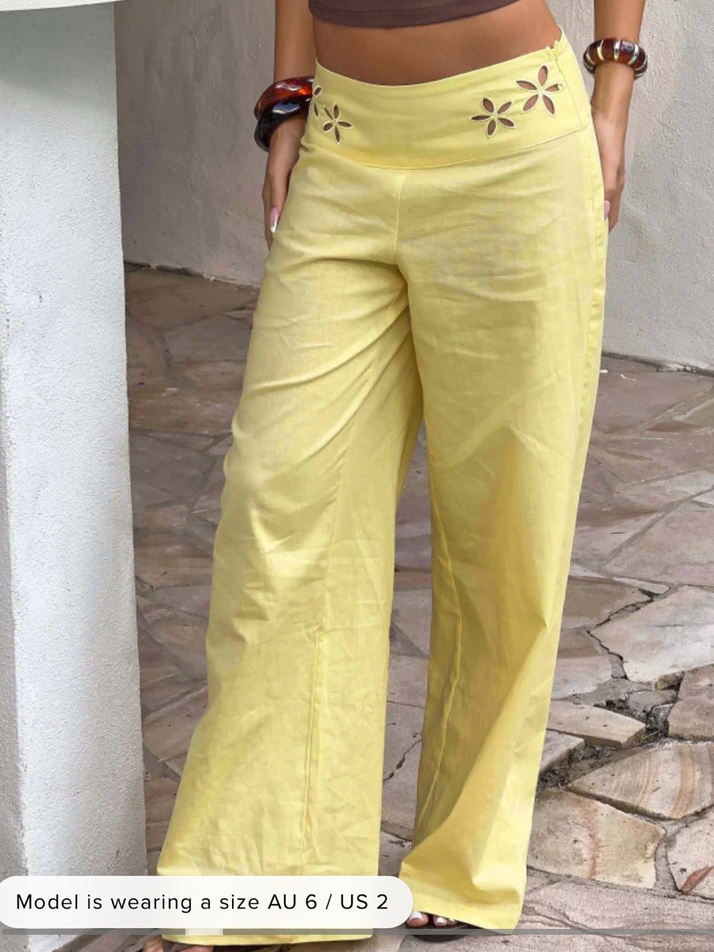 Alamara Yellow Floral Detail Wide Leg Pants - Picture 5 of 7